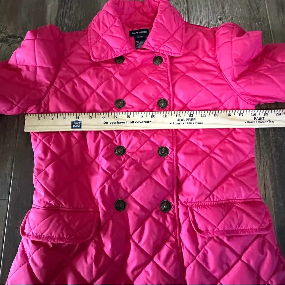 Ralph Lauren hot pink double breasted quilted puffer jacket girls XL 16